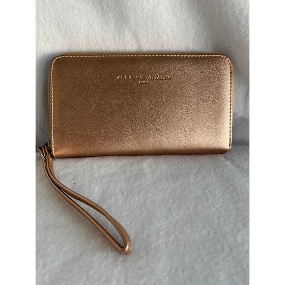 Adrienne Vittadini  Rose Gold Wristlet Wallet Clutch with Charging Plugs - Picture 1 of 7